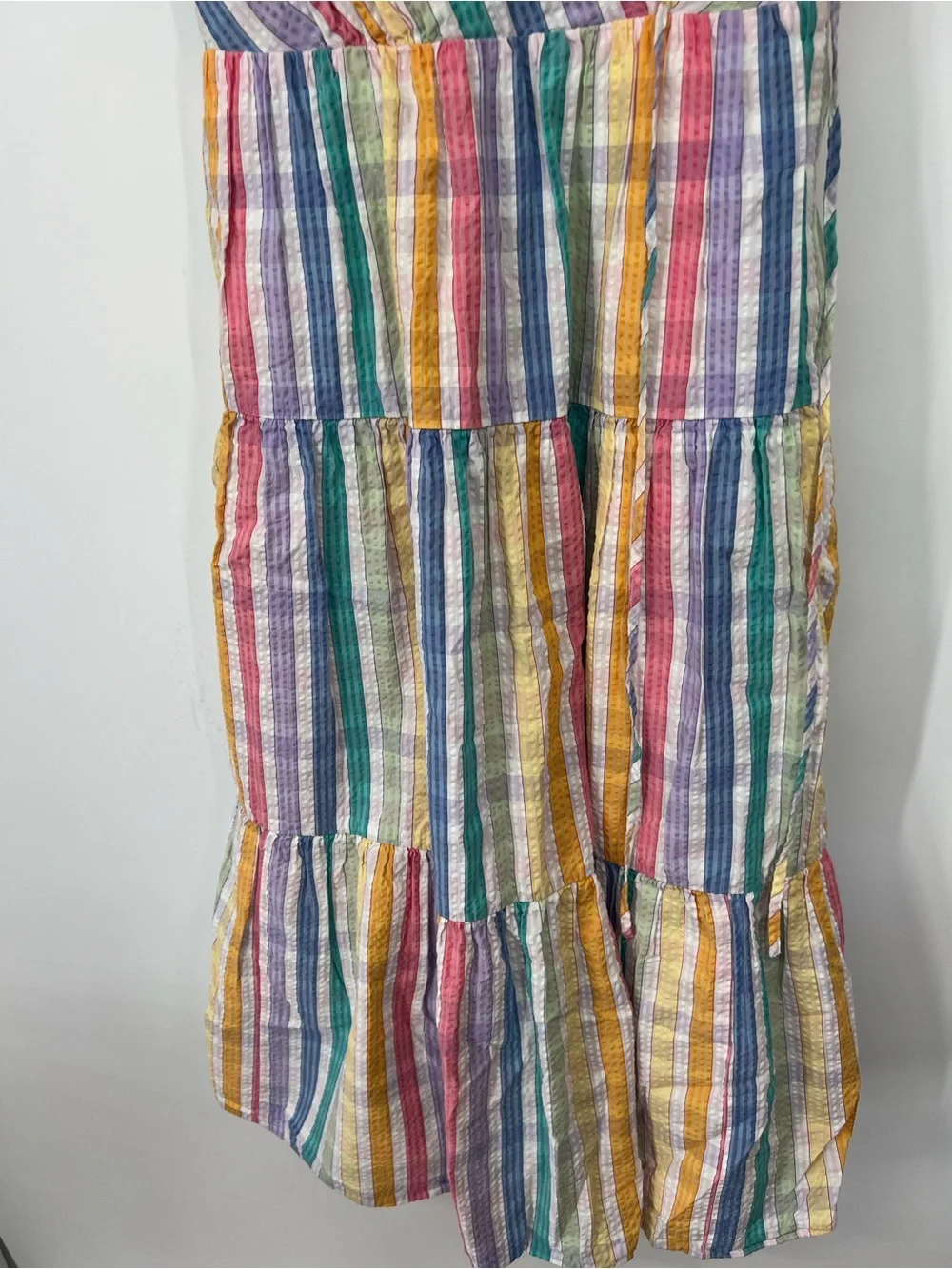 J. Crew Faux-Wrap Midi Dress in Rainbow Gingham